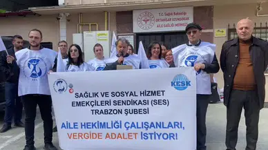 SES Trabzon Şubesi, vergi adaletsizliğine karşı Ortahisar Aile Sağlığı Merkezi önünde basın açıklaması düzenledi