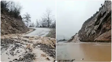 Artvin'de heyelan nedeniyle kapanan kara yolları kontrollü ulaşıma açıldı
