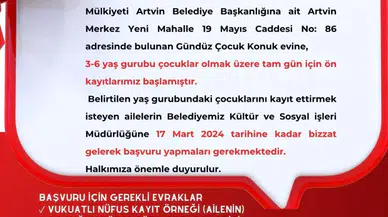 Gündüz Bakım Evinde Hafta İçi Tam Gün Eğitim İçin Ön Kayıtlar Başladı