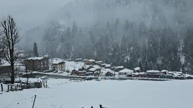 Rize'nin yüksek kesimlerine kar yağdı
