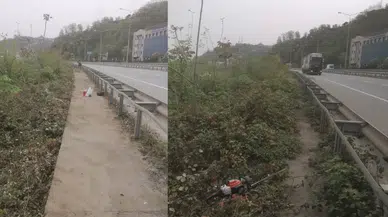Derepazarı'nda yol kenarındaki otların temizliği yapılıyor