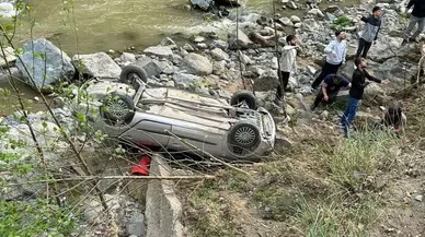 Artvin'de otomobil dere kenarına uçtu; 2 yaralı