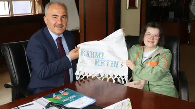 Engelli öğrenciden Başkan Metin'e ziyaret