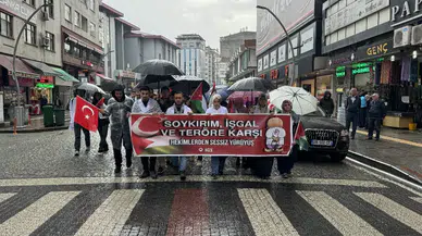 Rize'de sağlık çalışanları "sessiz yürüyüş"le İsrail'i protesto etmeye devam etti
