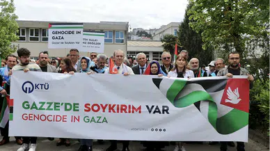 KTÜ'de İsrail'in Gazze'ye yönelik saldırıları protesto edildi
