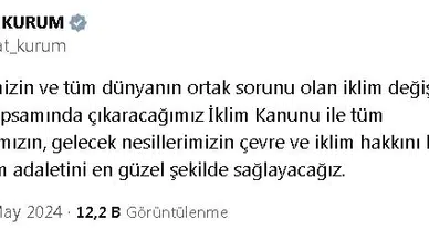 Çevre Komisyonu Başkanı Kurum: Yeşil dönüşüm için 'İklim Kanunu' yapılmalıdır