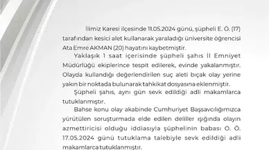 Üniversiteli motokurye Ata Emre'yi öldüren şüphelinin ifadesi ortaya çıktı; baba da tutuklandı (3)