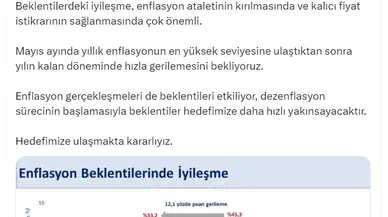 Bakan Şimşek: Enflasyonun hızla gerilemesini bekliyoruz