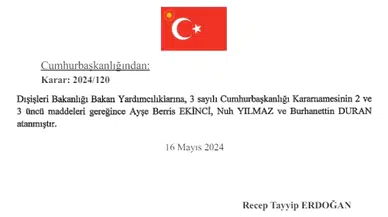 Dışişlerine 3 bakan yardımcısı atandı