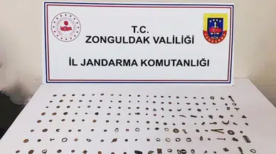 Zonguldak'ta tarihi eser niteliğinde olduğu sanılan 186 sikke ve yüzük ele geçirildi