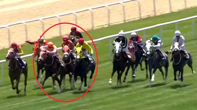 Ankara 75. Yıl Hipodromu'nda kaza; atlar çarpıştı, 2 jokey düştü