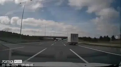 İstanbul-Kuzey Marmara Otoyolu'nda yaşanan kaza kameraya yansıdı 
