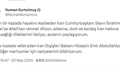 TBMM Başkanı Kurtulmuş'tan İran için taziye mesajı