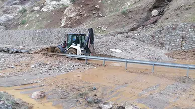 Pervari- Hizan karayolunda heyelan; yol ulaşıma kapandı