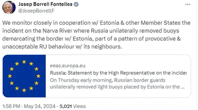 AB Dışişleri: Estonya-Rusya sınırındaki durumu takip ediyoruz