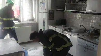 Merzifon'da bir evin mutfağında çıkan yangın söndürüldü