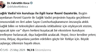 Türkiye Sağlık Vadisi'nin kuruluşu ile ilgili genelge, Resmi Gazete'de