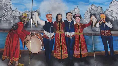 Sanat ikonları, yağlı boya tabloda bar tuttu