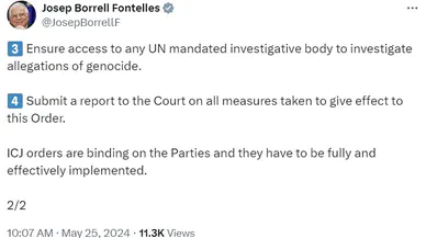 AB Yüksek Temsilcisi Borrell: UAD kararları bağlayıcıdır ve tam olarak uygulanmalıdır