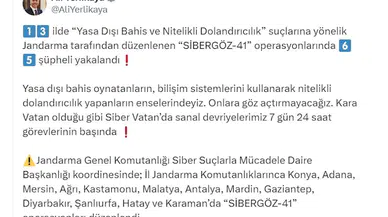 13 ilde 'Sibergöz-41' operasyonu: 65 gözaltı