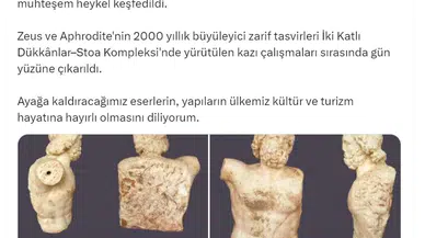 Bakan Ersoy: Antalya'da 2 bin yıllık Zeus ve Aphrodite heykelleri bulundu