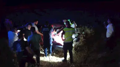 Sürücüsünün köpeğe çarpmamak için manevra yaptığı otomobil şarampole devrildi: 5 yaralı