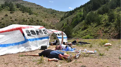 Gümüşhane'de uçak kazası tatbikatı yapıldı