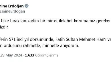 Emine Erdoğan'dan 'İstanbul'un Fethi'nin yıl dönümü' mesajı