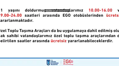 Ankara'da 61 yaş üstü vatandaşlar için ücretsiz toplu taşıma desteği kapsamı genişletildi