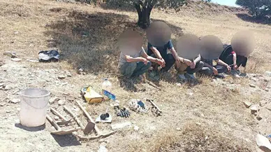 Sit alanında kaçak define kazısı yaparken yakalandılar