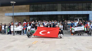Artvin'de üniversiteliler İsrail'in Gazze'ye saldırılarını protesto etti
