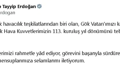 Cumhurbaşkanı Erdoğan, Türk Hava Kuvvetleri'nin 113'üncü yaşını kutladı