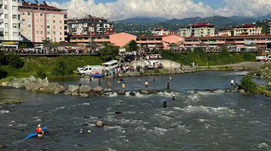 Rize'de yapay gölde akıntıya kapılan 4 kişi yaralı kurtarıldı
