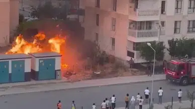 Mardin’de site bahçesinde ot yangını