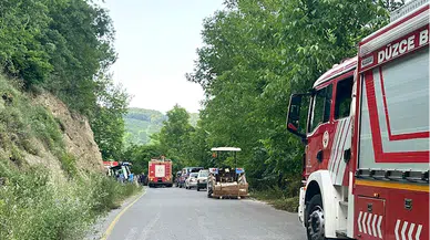 Düzce'de şarampole devrilen traktörün sürücüsü yaralandı