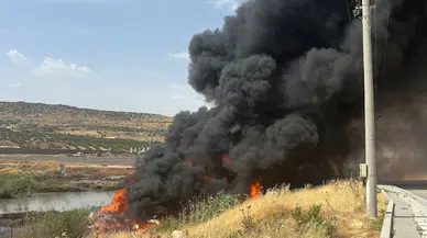 Kilis'te, otluk alanda yangını