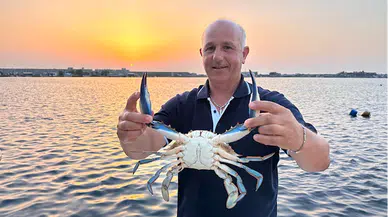 Kastamonulu balıkçının ağına "mavi yengeç" takıldı