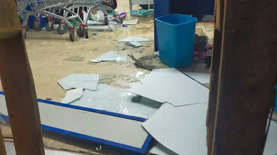 Tokat'ta kuvvetli rüzgar nedeniyle marketin camları kırıldı, 5 kişi yaralandı