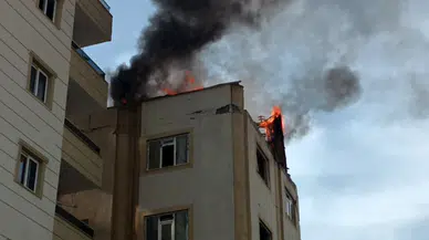 Gaziantep’te hasarlı binada yangın