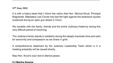 Kenya’da mahkemede polisin vurduğu hakim hayatını kaybetti