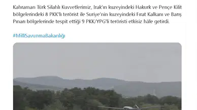 MSB: Irak ve Suriye'nin kuzeyinde 17 terörist etkisiz hale getirildi