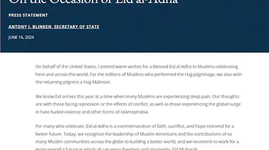 ABD Dışişleri Bakanı Blinken’den Kurban Bayramı mesajı