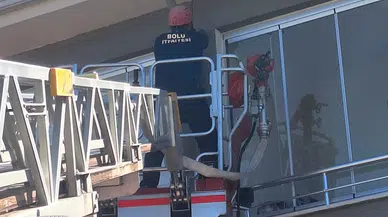 Bolu'da yuvasından düşen serçe yavrusunu itfaiye ekipleri yerine koydu