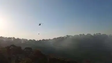 Uşak'taki orman yangınına havadan müdahale başladı