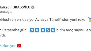 Avrasya Tüneli'nde araç geçiş rekoru