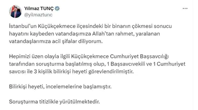 Küçükçekmece'de çöken binayla ilgili soruşturma başlatıldı