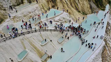 Giresun'daki Göksu travertenleri ve Mavigöl'de ziyaretçi yoğunluğu yaşandı