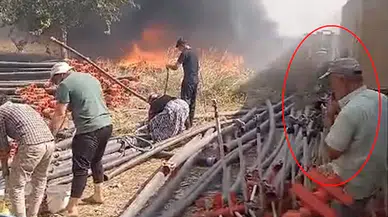 Yangına, ağzında sigara ile müdahale etti