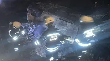 Konya'da takla atan otomobil alev aldı: 4 ölü, 2 yaralı