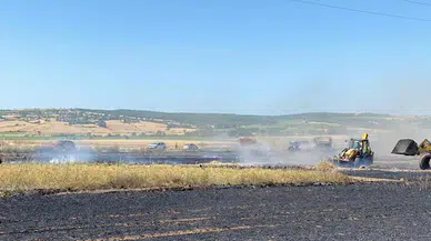 Malkara'da 5 dekar buğday tarlası yandı